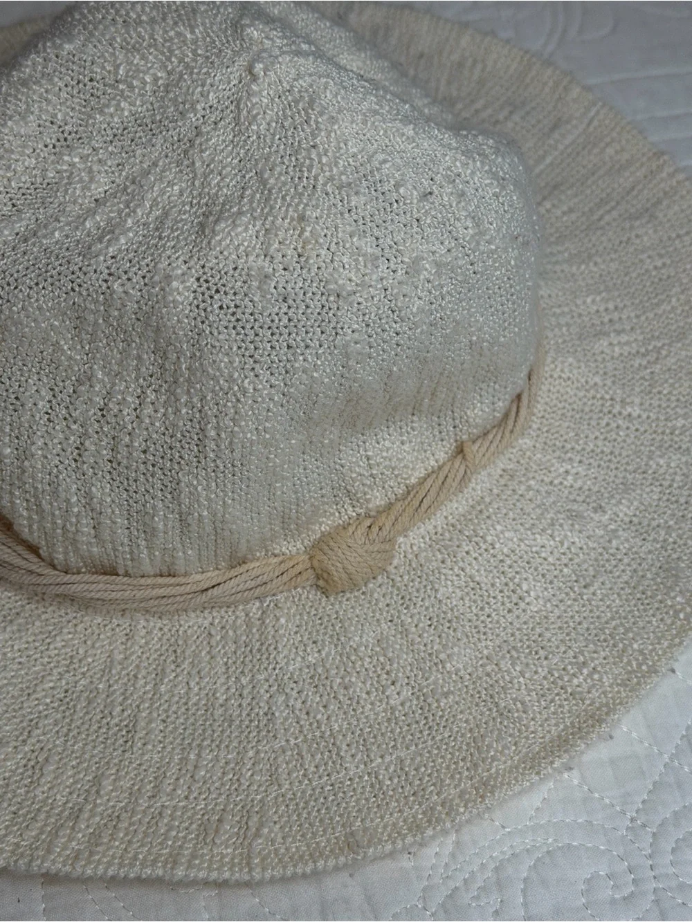 American Eagle Cream Wide Brim Sun Hat Linen Soft Brim - Picture 2 of 5